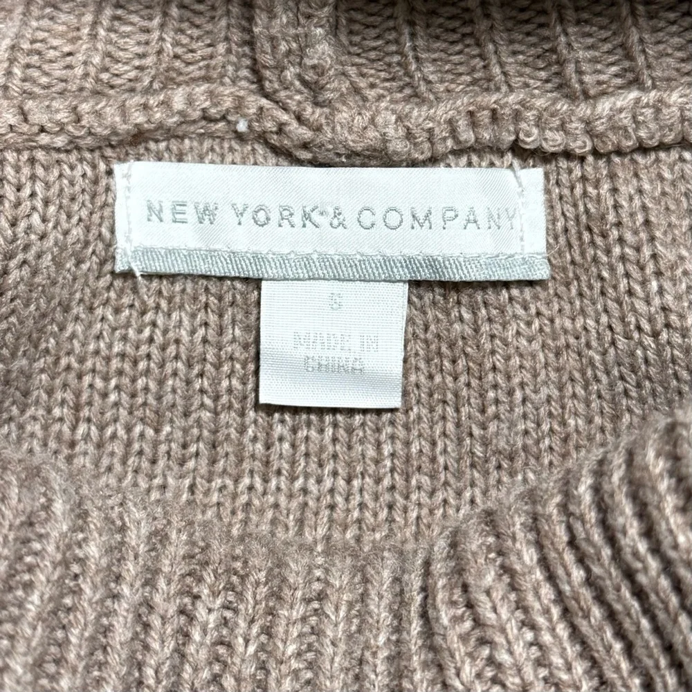 New York & Company Taupe Big Turtleneck Sweater with Pocket. Size Small.
